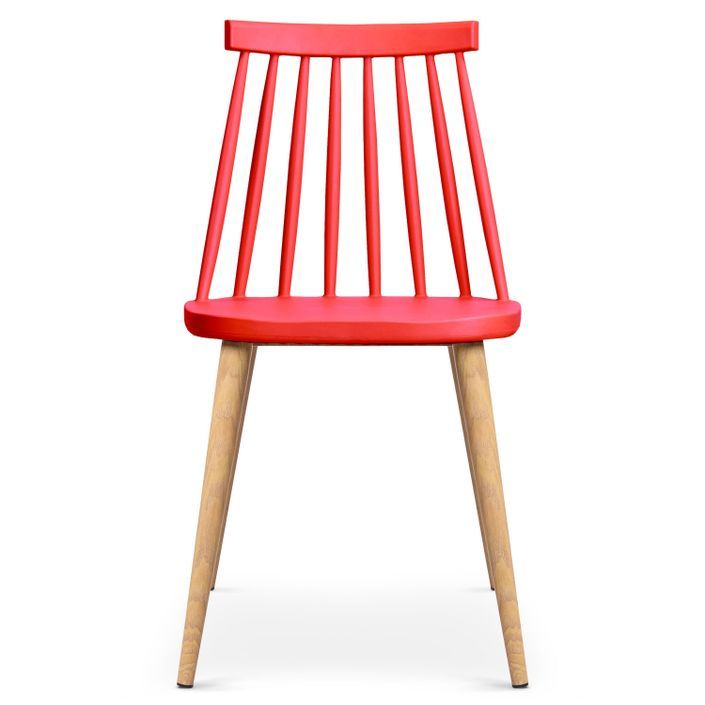 Chaise de cuisine bois et rouge Nordi - Lot de 2 - Photo n°3