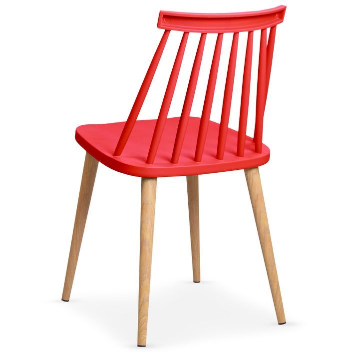 Chaise de cuisine bois et rouge Nordi - Lot de 2 - Photo n°4