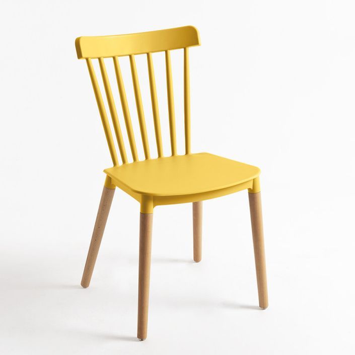 Chaise de cuisine jaune avec pieds en métal effet naturel Trina - Photo n°1