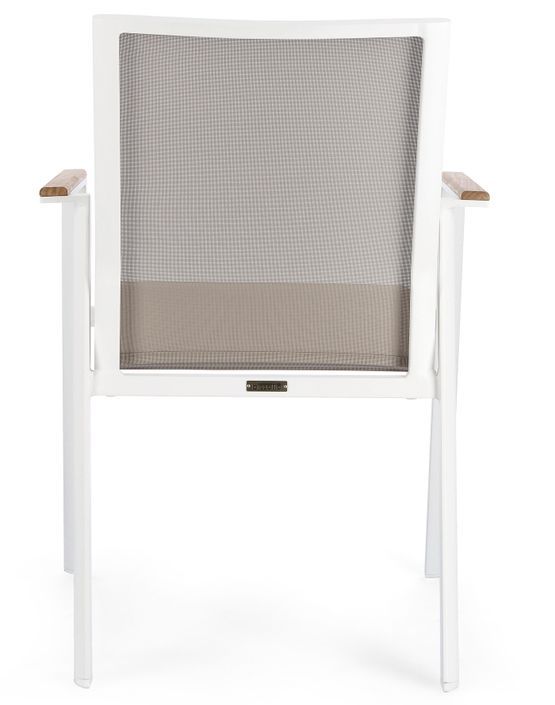 Chaise de jardin avec accoudoir aluminium blanc Kamera - Lot de 4 - Photo n°4