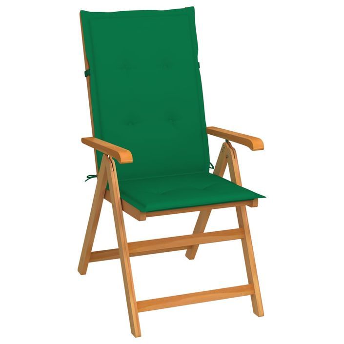 Chaise de jardin avec coussins vert Bois de teck massif 2 - Photo n°1