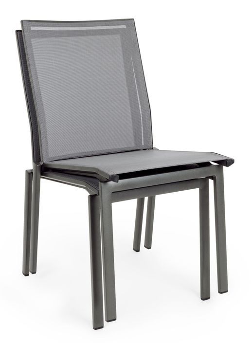 Chaise de jardin en aluminium noir anthracite Cadia - Lot de 4 - Photo n°5