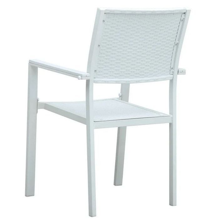 Chaise de jardin plastique et métal blanc Dihar - Lot de 4 - Photo n°2