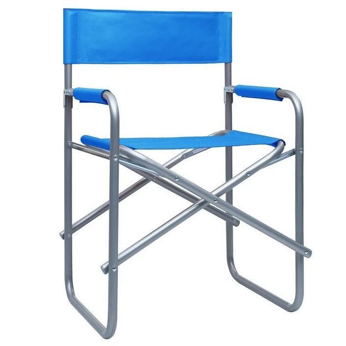 Chaise de jardin pliable bleu et métal gris Acini - Lot de 2 - Photo n°1
