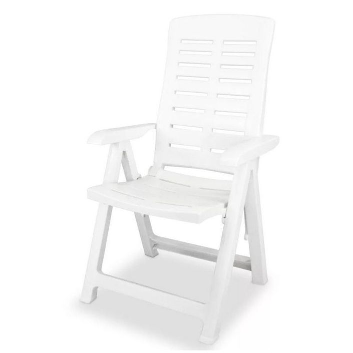 Chaise de jardin pliable plastique blanc Bouka - Lot de 2 - Photo n°1