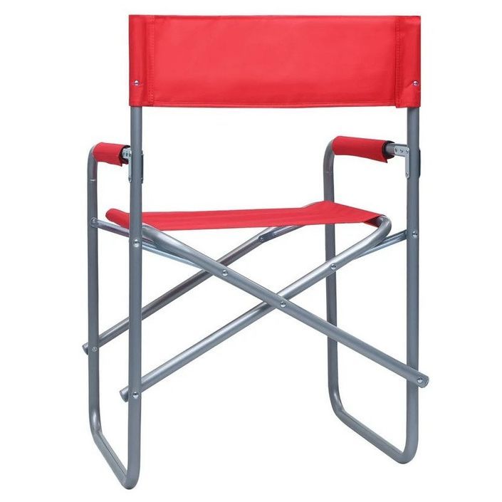 Chaise de jardin pliable rouge et métal gris Acini - Lot de 2 - Photo n°2