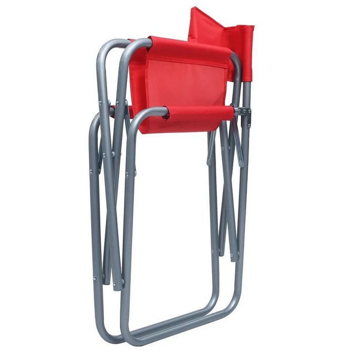 Chaise de jardin pliable rouge et métal gris Acini - Lot de 2 - Photo n°3