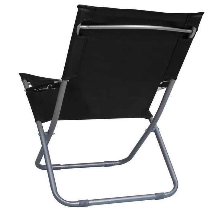 Chaise de jardin pliable tissu et métal noir Bouni - Lot de 2 - Photo n°2