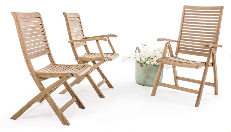 Chaise de jardin pliante en bois teck naturel Marina - Lot de 2 - Photo n°5