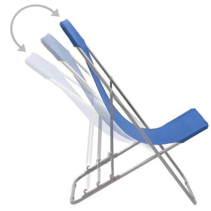 Chaise de jardin pliante tissu bleu et métal Ecio - Lot de 2 - Photo n°2