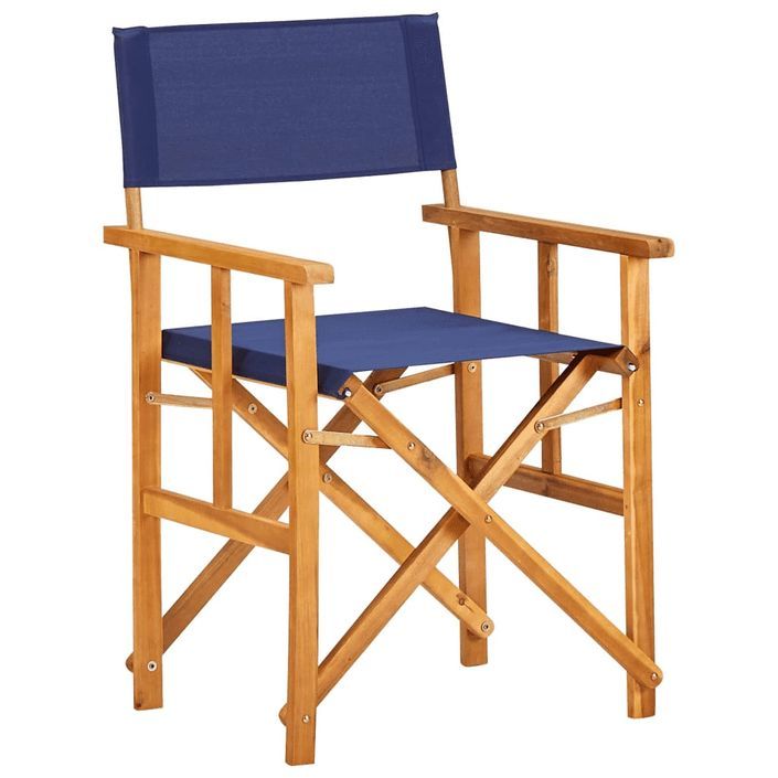 Chaise de jardin polyester bleu et acacia massif Maer - Photo n°1