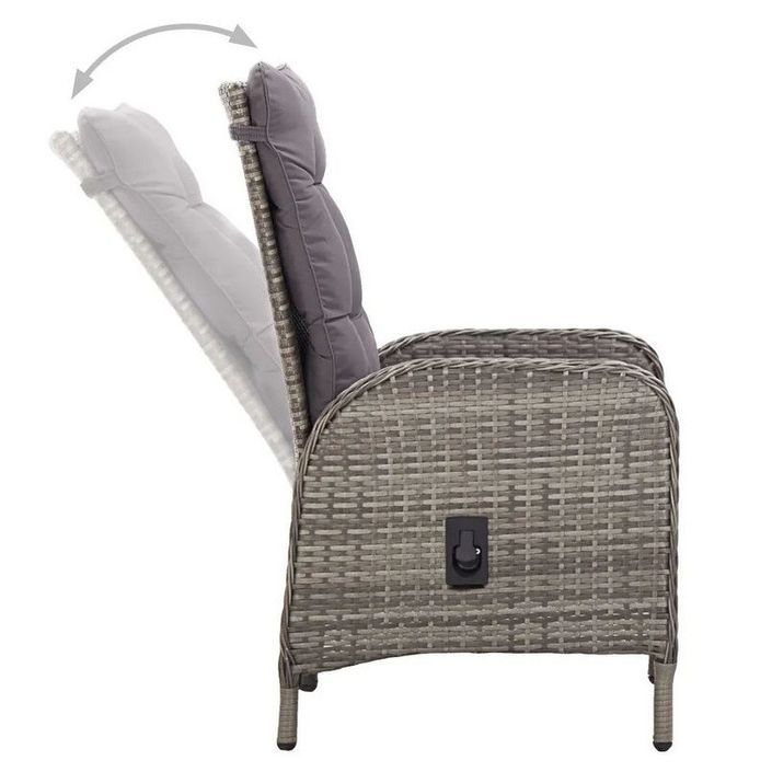 Chaise de jardin polyester et résine tressée gris Daget - Lot de 2 - Photo n°2