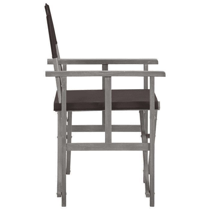 Chaise de jardin polyester noir et acacia massif gris Maer - Photo n°3