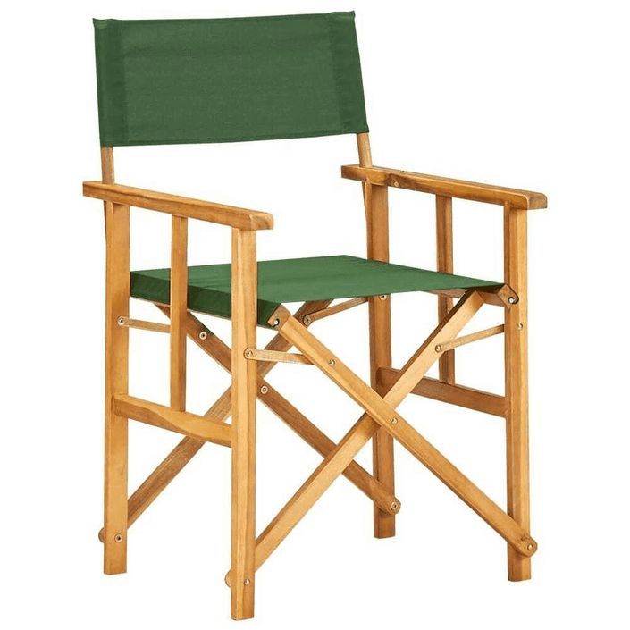 Chaise de jardin polyester vert et acacia massif Maer - Lot de 2 - Photo n°1