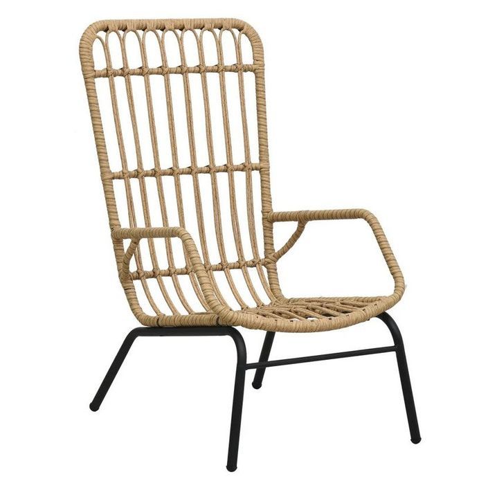 Chaise de jardin résine tressée beige et métal noir Andea - Photo n°1