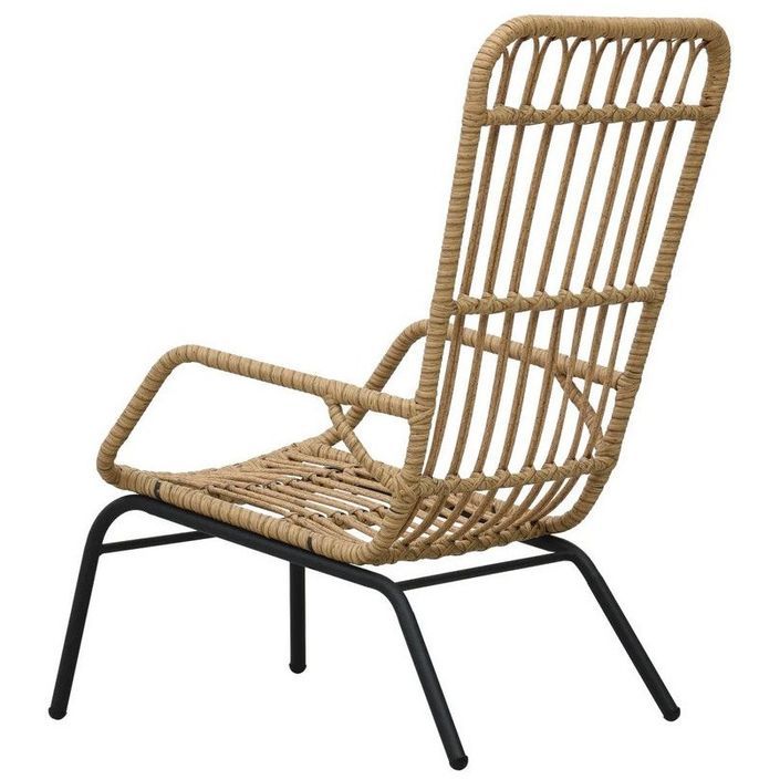 Chaise de jardin résine tressée beige et métal noir Andea - Photo n°2