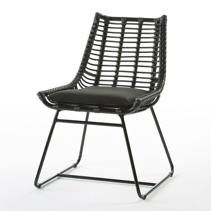 Chaise de jardin rotin synthétique et pieds métal noir Crix - Photo n°1
