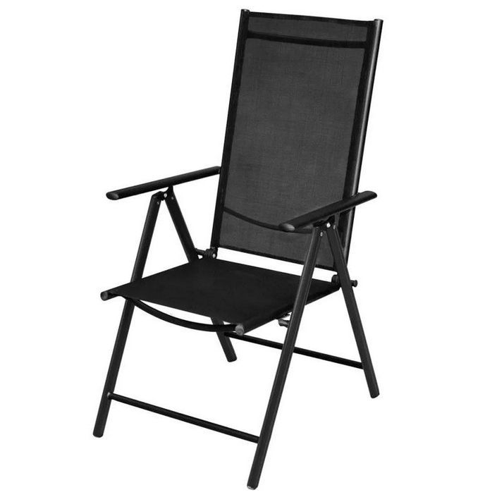 Chaise de jardin textilène et métal noir Derino - Lot de 4 - Photo n°1