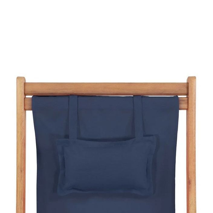 Chaise de jardin tissu bleu et eucalyptus massif Hillis - Photo n°4