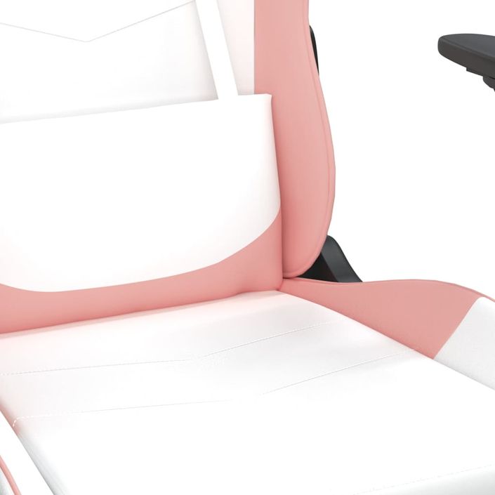 Chaise de jeu avec repose-pied Blanc et rose Similicuir - Photo n°9