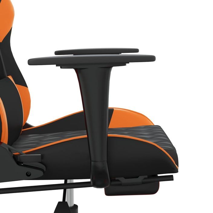 Chaise de jeu avec repose-pied Noir et orange Similicuir 2 - Photo n°10