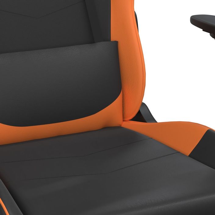 Chaise de jeu avec repose-pied Noir et orange Similicuir - Photo n°9