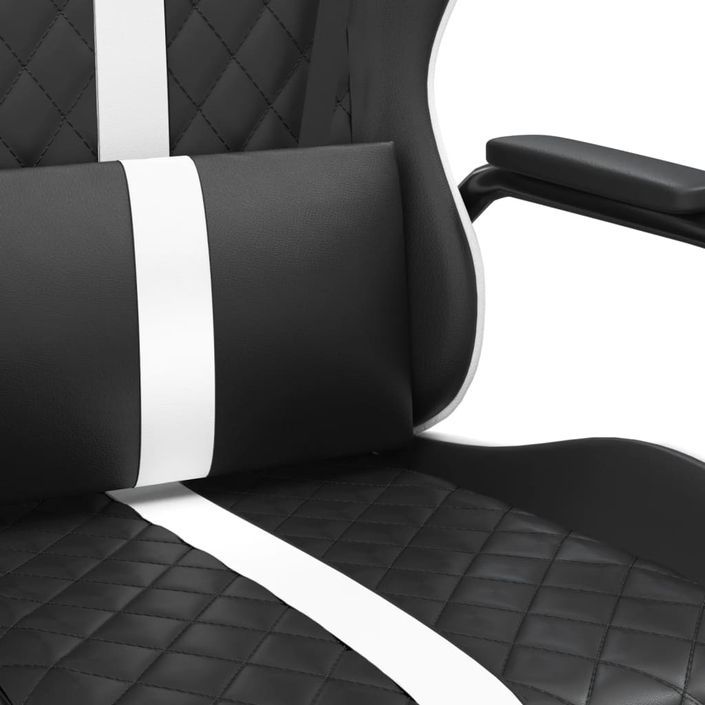 Chaise de jeu de massage Blanc et noir Similicuir - Photo n°8