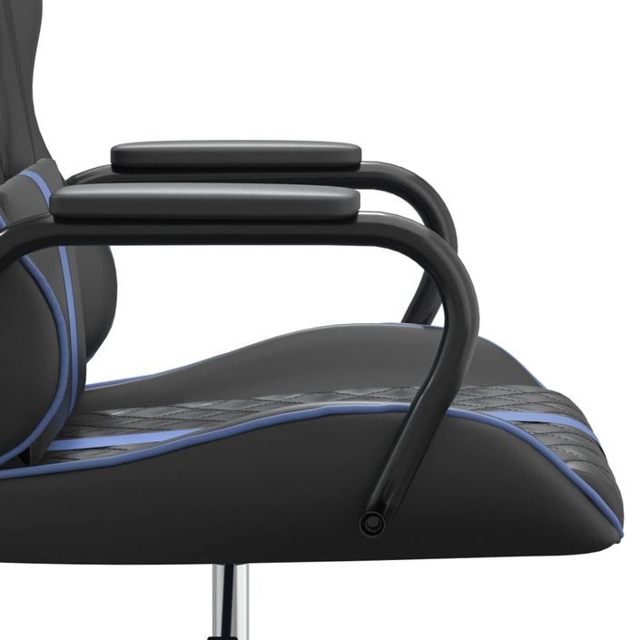 Chaise de jeu de massage bleu et noir similicuir - Photo n°9