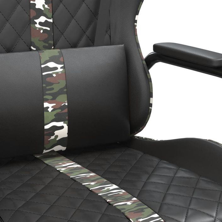 Chaise de jeu de massage camouflage et noir similicuir - Photo n°8