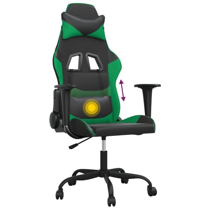 Chaise de jeu de massage Noir et vert Similicuir - Photo n°7