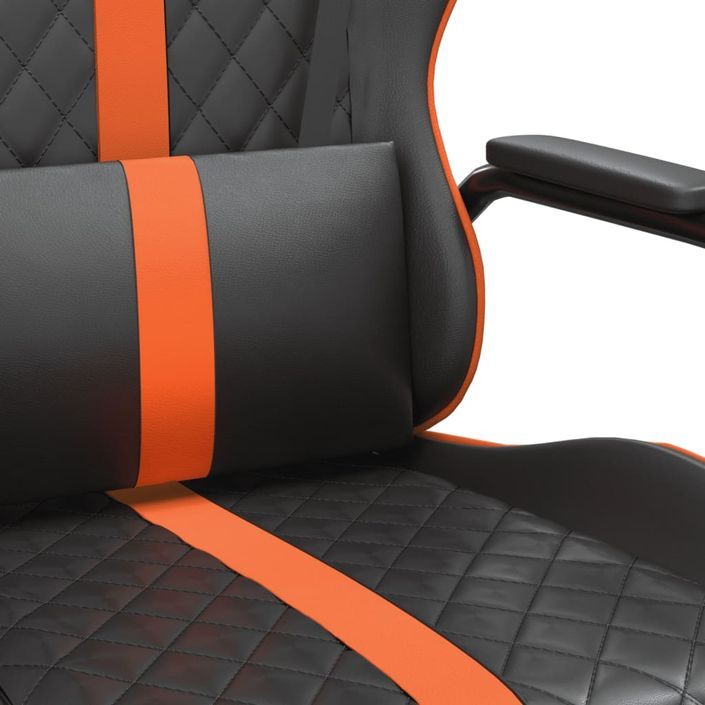 Chaise de jeu de massage orange et noir similicuir - Photo n°8