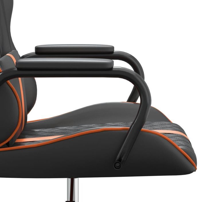 Chaise de jeu de massage orange et noir similicuir - Photo n°10