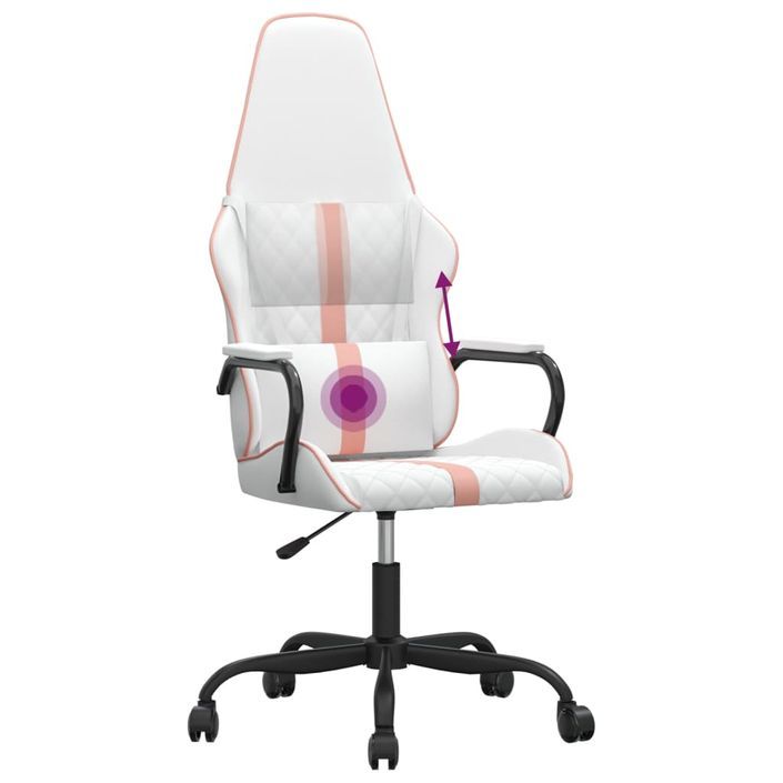 Chaise de jeu de massage rose et blanc similicuir - Photo n°7