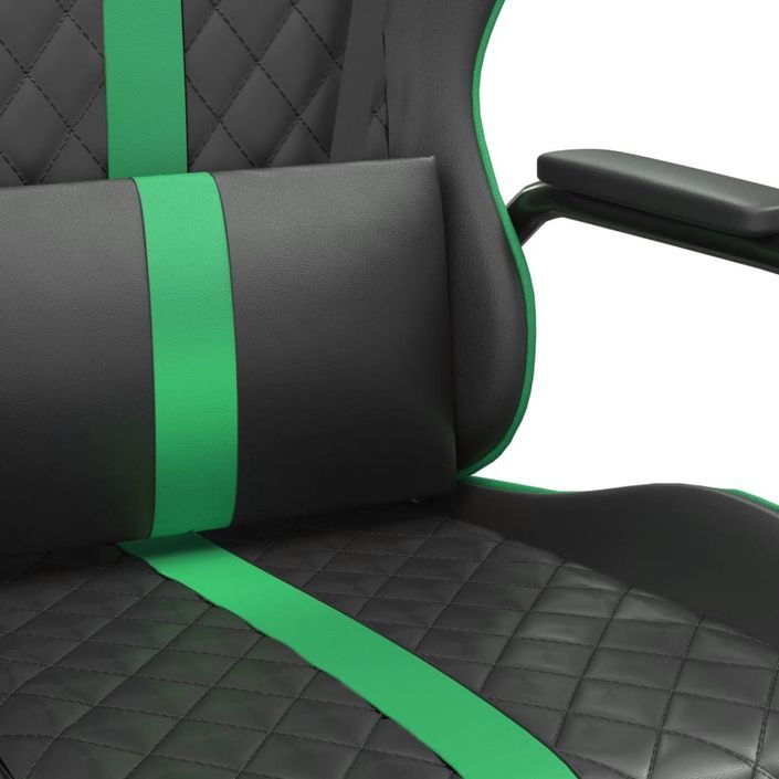 Chaise de jeu de massage vert et noir similicuir - Photo n°8