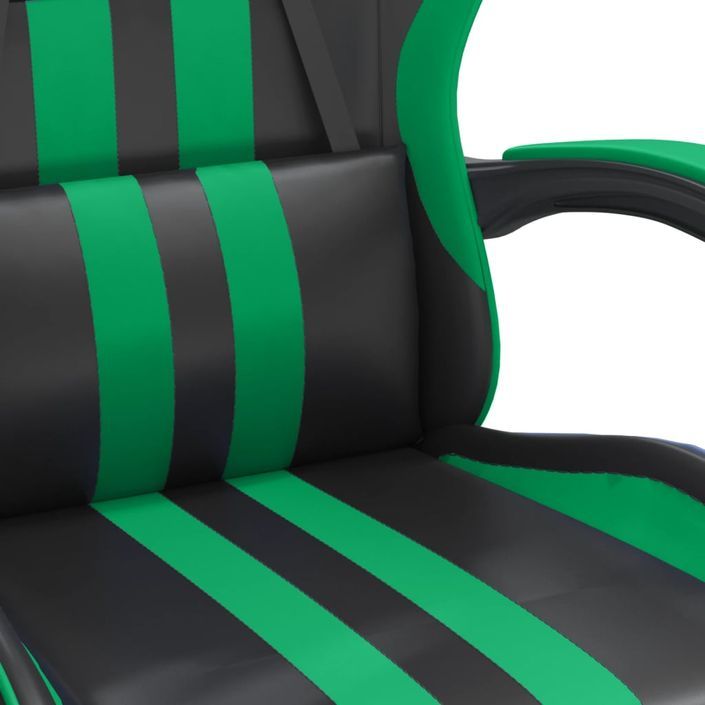 Chaise de jeu pivotante et repose-pied Noir et vert Similicuir 2 - Photo n°7