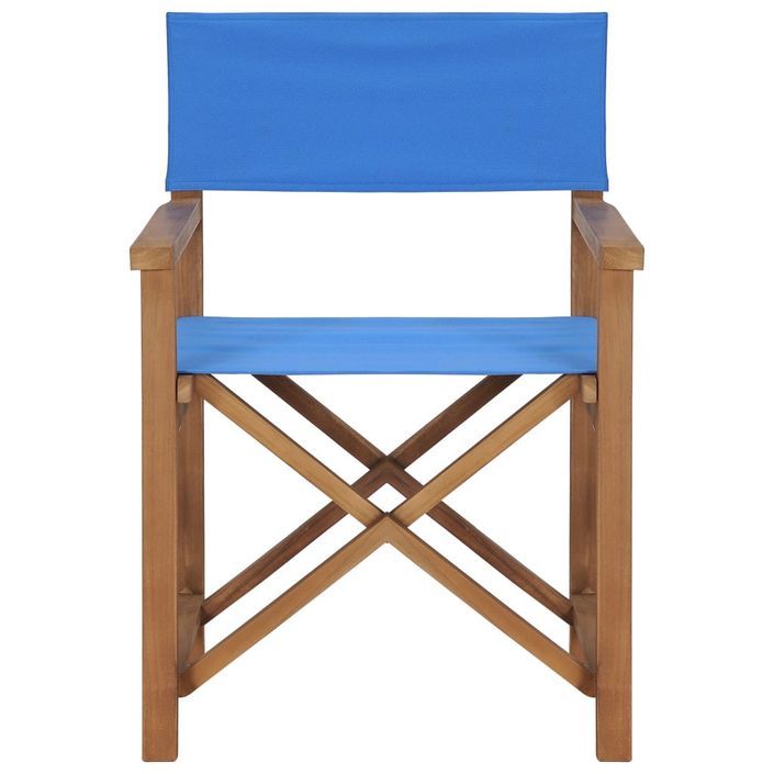 Chaise de metteur en scène Bois de teck solide Bleu - Photo n°2