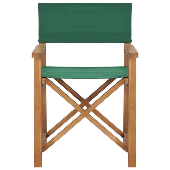Chaise de metteur en scène Bois de teck solide Vert - Photo n°2