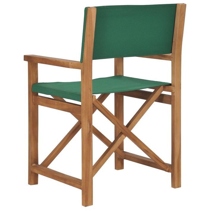 Chaise de metteur en scène Bois de teck solide Vert - Photo n°4