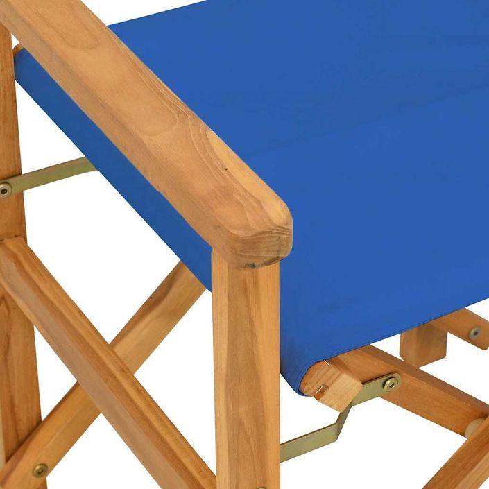 Chaise de metteur en scène pliante bleu bois teck massif - Photo n°7