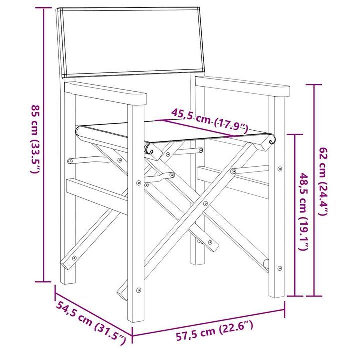 Chaise de metteur en scène pliante crème bois teck massif - Photo n°8