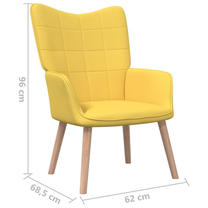 Chaise de relaxation 62x68,5x96 cm Jaune moutarde Tissu - Photo n°6