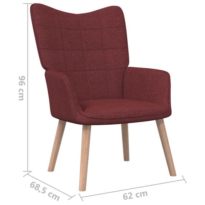 Chaise de relaxation 62x68,5x96 cm Rouge bordeaux Tissu 2 - Photo n°6