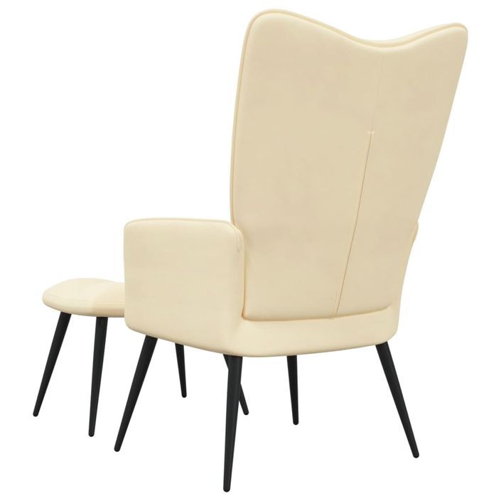 Chaise de relaxation avec repose-pied Blanc crème Velours 9 - Photo n°5