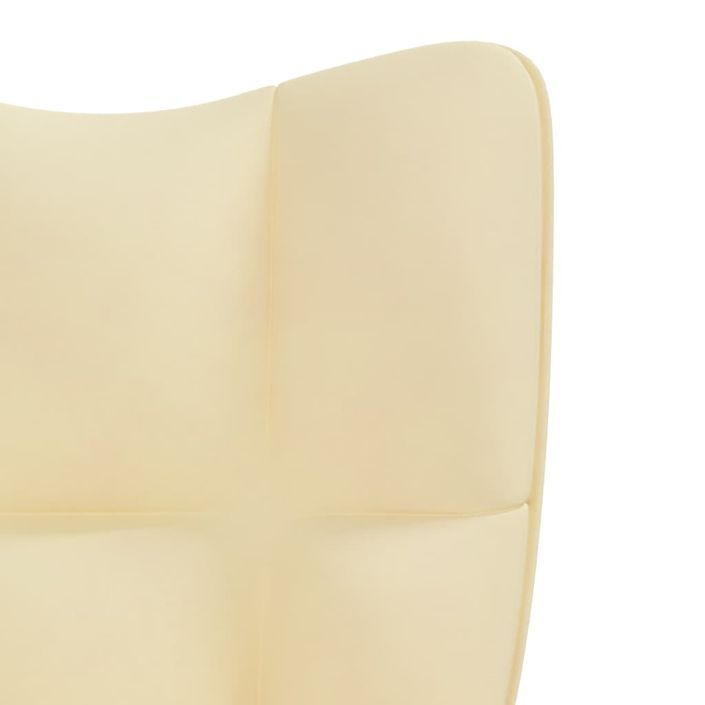 Chaise de relaxation avec repose-pied Blanc crème Velours 9 - Photo n°9