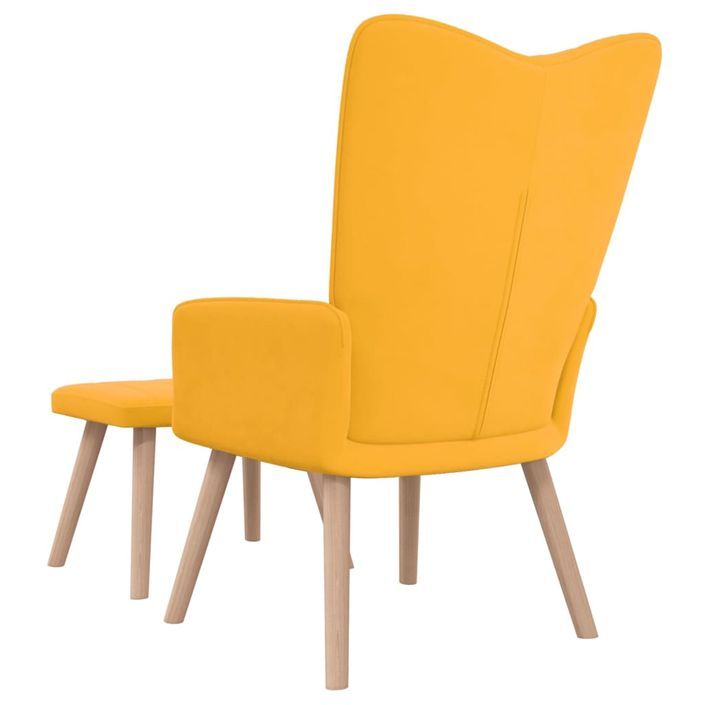 Chaise de relaxation avec repose-pied Jaune moutarde Velours 5 - Photo n°4