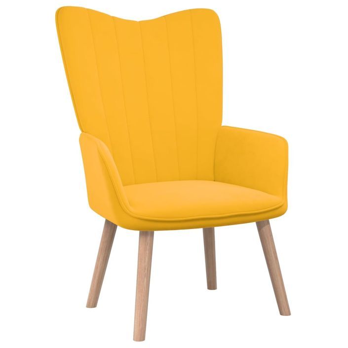 Chaise de relaxation avec repose-pied Jaune moutarde Velours 5 - Photo n°5