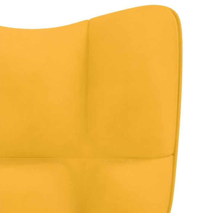 Chaise de relaxation avec repose-pied Jaune moutarde Velours - Photo n°7