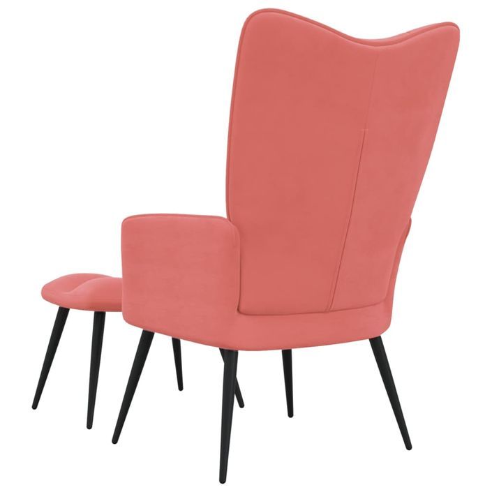Chaise de relaxation avec repose-pied Rose Velours 8 - Photo n°5