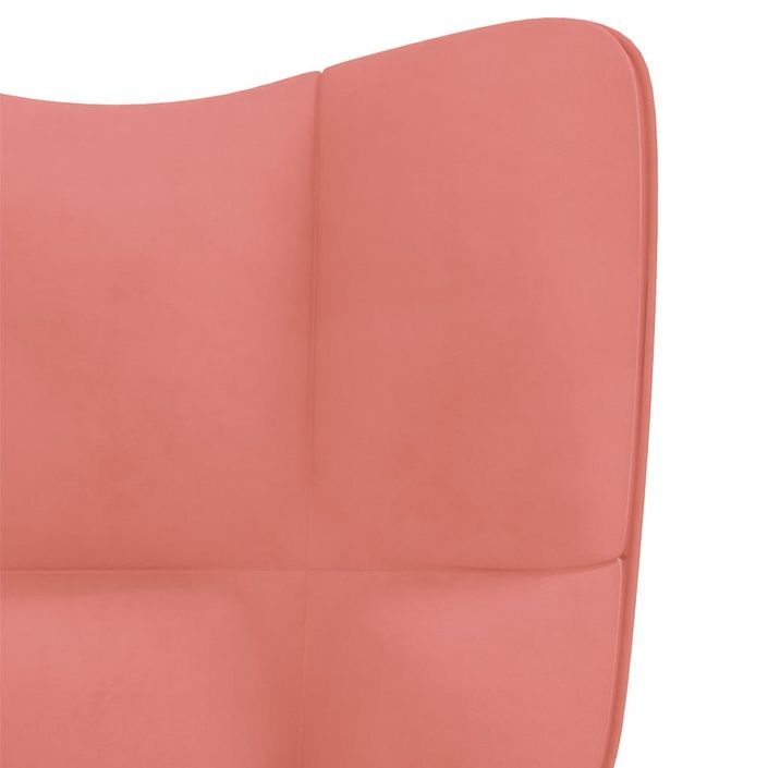 Chaise de relaxation avec repose-pied Rose Velours 8 - Photo n°9