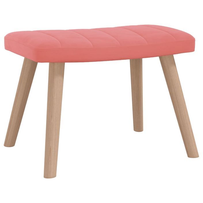 Chaise de relaxation avec repose-pied Rose Velours - Photo n°8